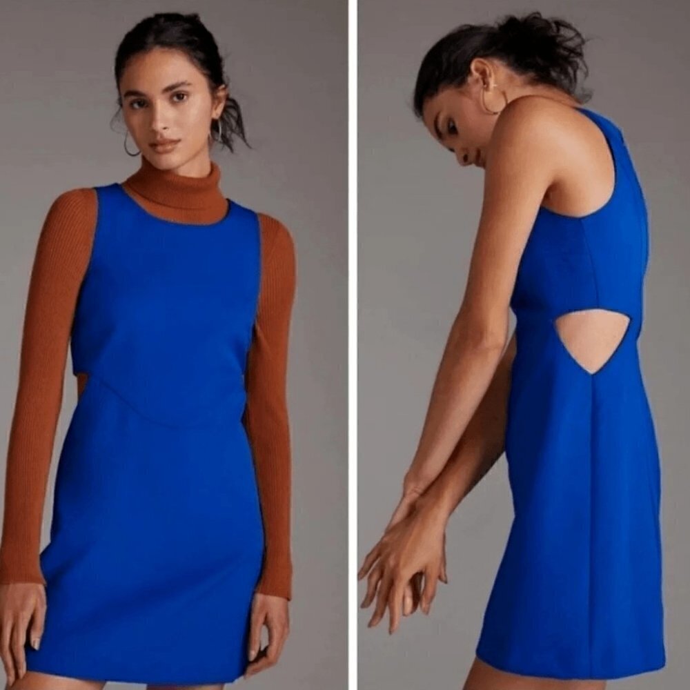 NWT Anthropologie Mare Mare Cut Out Shift Dress in Cobalt Blue size Large